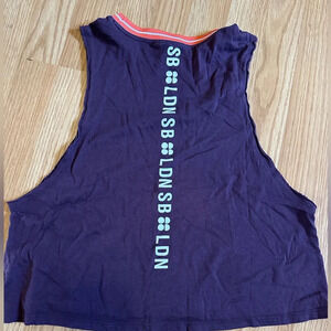 Sweaty Betty London purple oranges white size smalll cropped workout tank